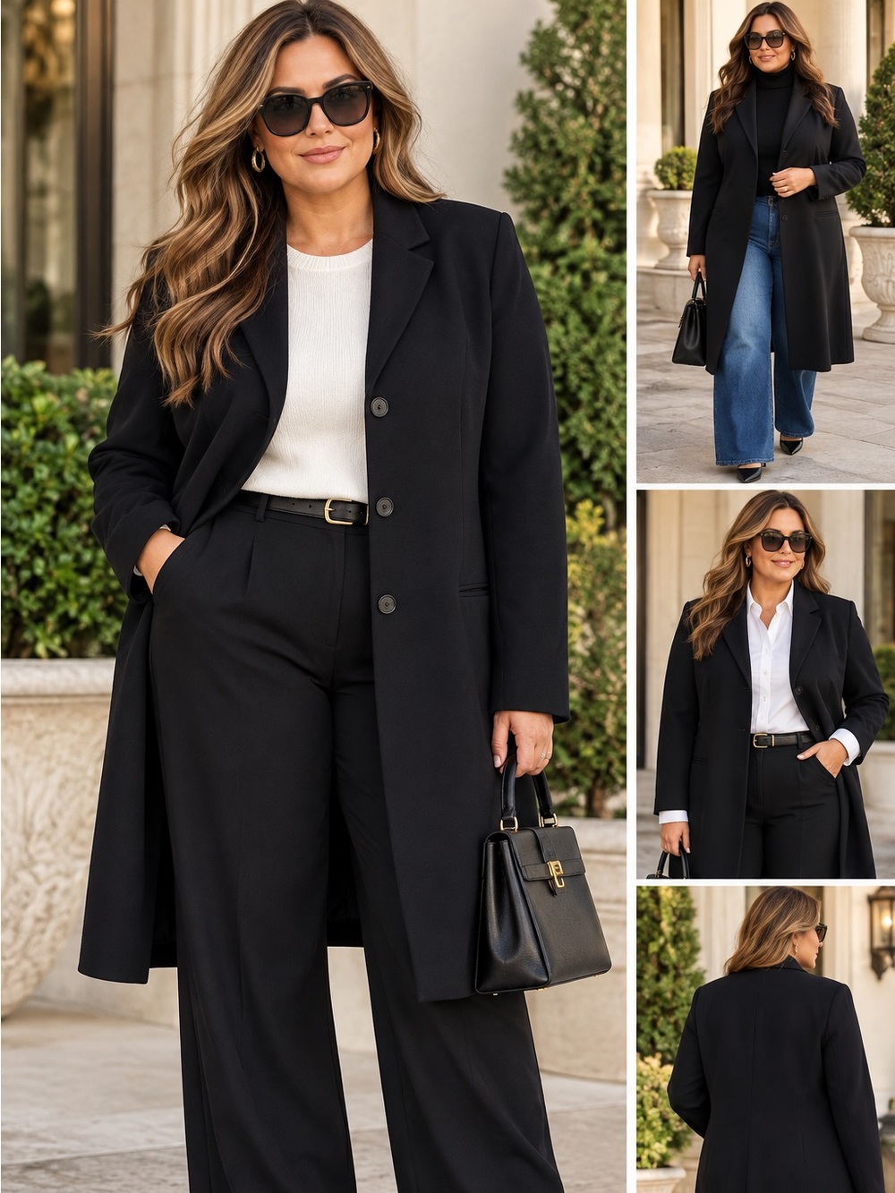 Lauren Ralph Lauren Black Longline Blazer Jacket Plus Size 22W Classic Career
